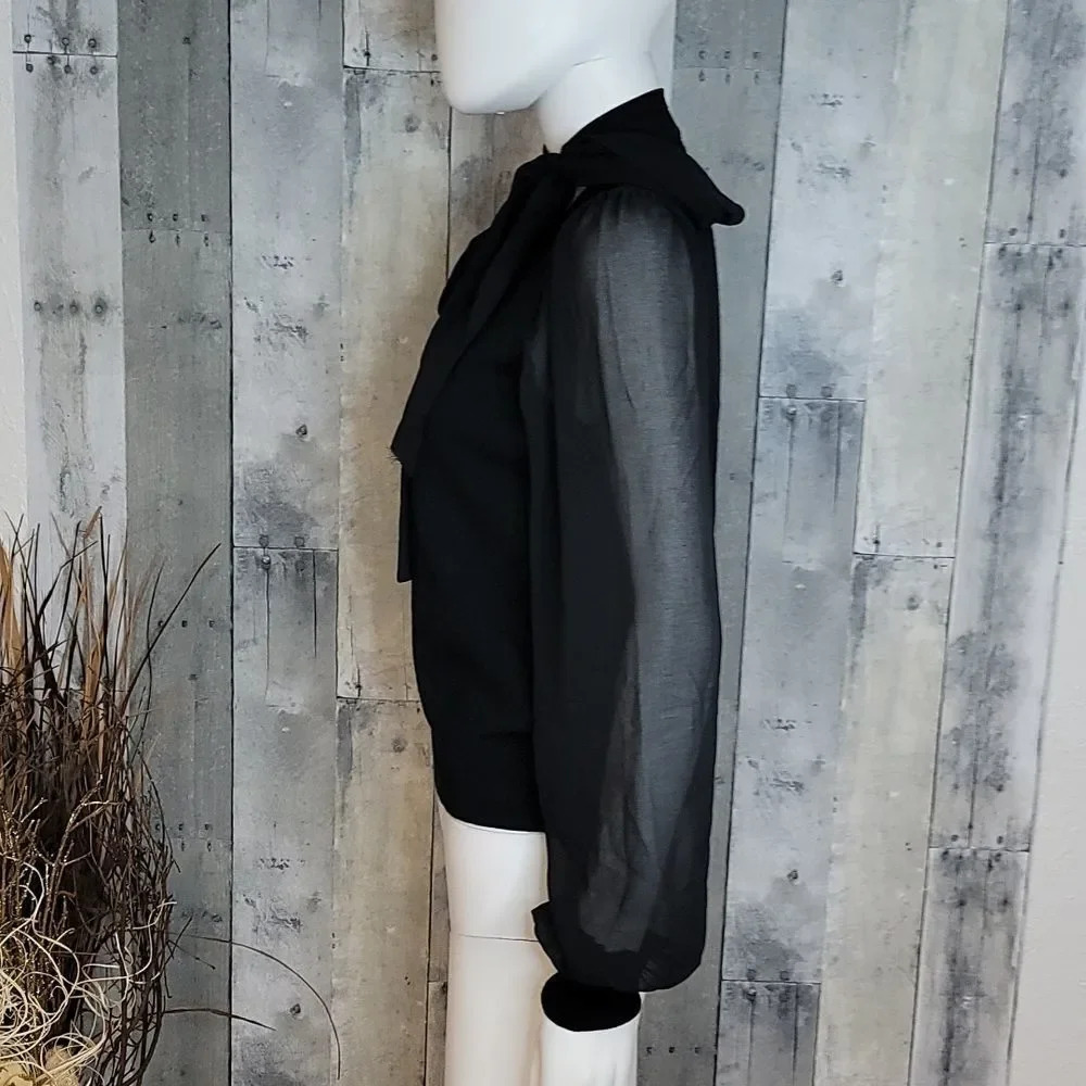 Nwot Generation Love Tie Neck Sheer Sleeve Blouse - Picture 5 of 10